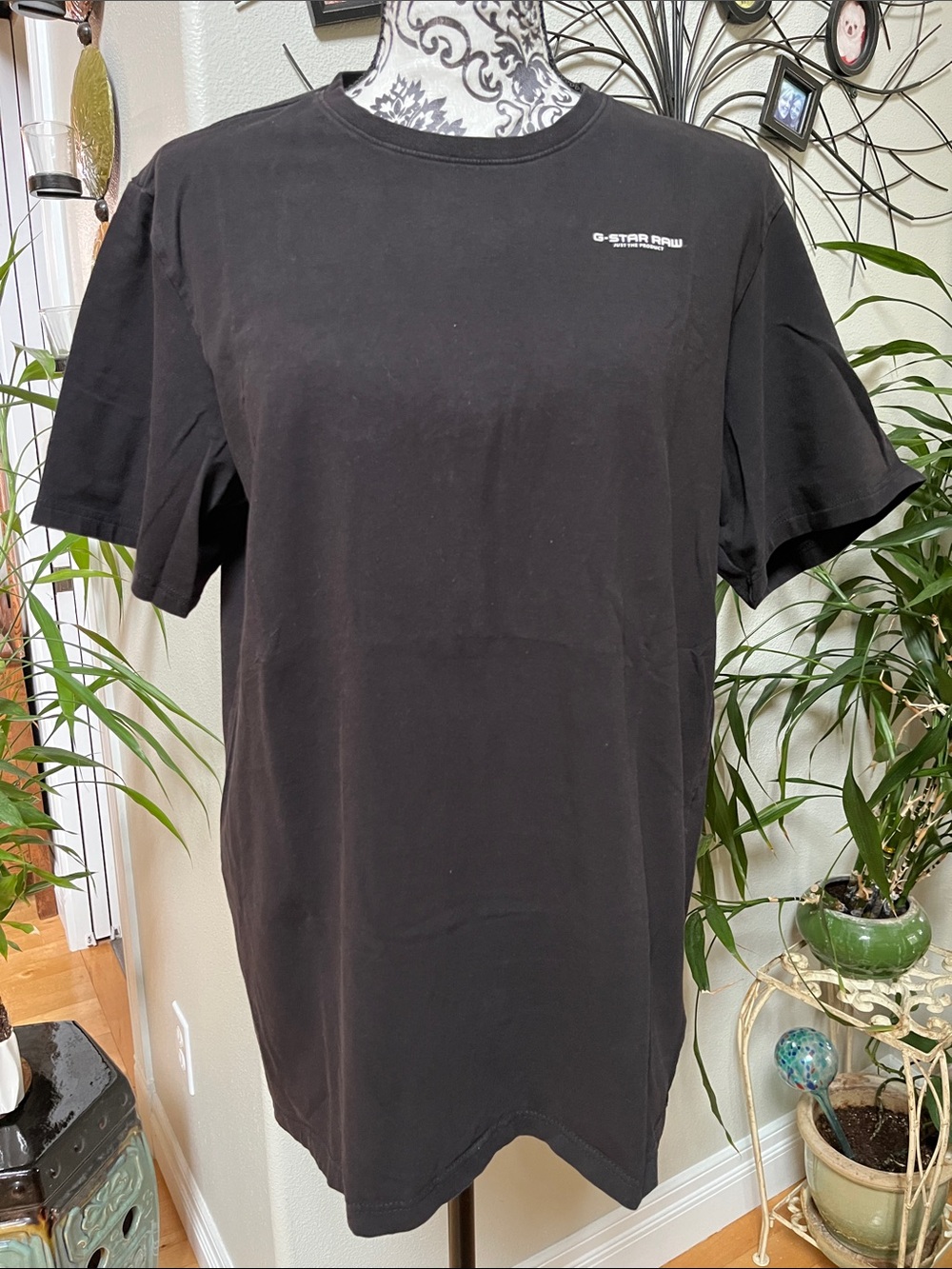 G-Star Men's Black Slim Fit Crew Neck Logo T-Shirt